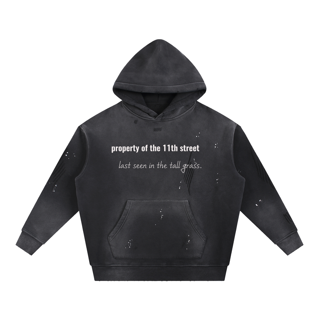 Vintage Washed Frayed Fleece Hoodie