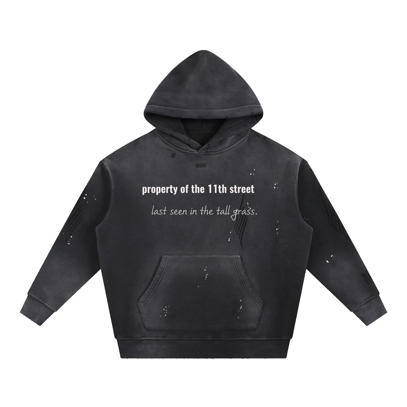 Vintage Washed Frayed Fleece Hoodie