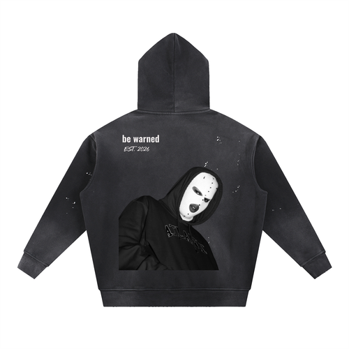 Vintage Washed Frayed Fleece Hoodie