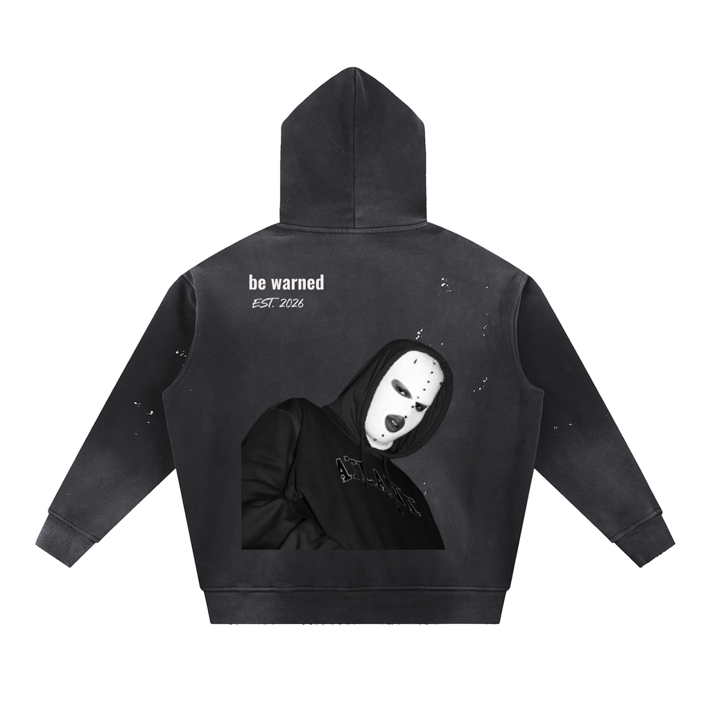 Vintage Washed Frayed Fleece Hoodie